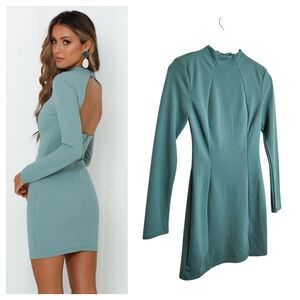Hello Molly Open Back Mini Dress Womens Size 4 Aqua Moonlight Confessions NWT